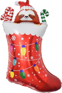 F Новогодний носок с подарками, Красный 37''/94 см