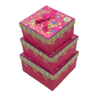 Набор коробок 3 в 1 &quot;Летнее настроение. Цветы&quot; / квадрат (17*10;15*8;13*7см) 2023