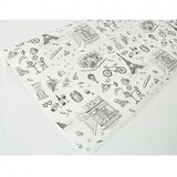 Крафт-бумага "Вкус Парижа" рисунок черный на белом / рулон 72 см * 10 м, 50 гр/м.кв
