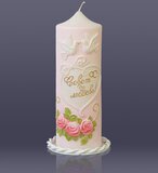 свеча свадебная-средняя <С голубями> (розовая)