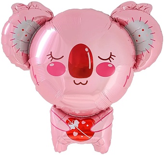 F Коала с сердечком, Розовый 28''/71 см