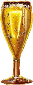 F Бокал Шампанское, Сверкающие искры, Золото 30''/76 см