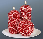 набор свечей "бордовые розы"
