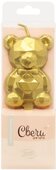 Свечи Фигура 3D, Мишка, Золото, Металлик, 2,5*4 + 3 см, 1 шт. с держат