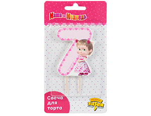 Свеча -цифра "7" Маша Сердца 7,5см/V