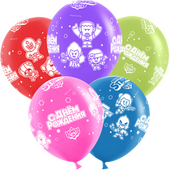 K 12" Brawl Stars, С Днем Рождения, дизайн №4, Ассорти, пастель, 5 ст, 25 шт.