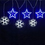 Светодиодная гирлянда "Бахрома "Снежинки и Звезды" / 3 снежинки с 10 Белыми светодиодами, 3 звезды с