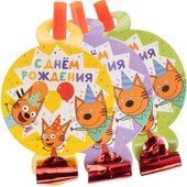 Язычки гудки, Три Кота, Играем вместе, Желтый, 11 см, 6 шт.