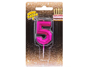 Свеча -цифра &quot;5&quot; Диамант Маджента 4,5смV