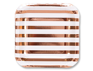 Тарелка фольгированная розовое золото 17см 6шт/G