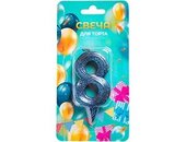 Свеча -цифра &amp;quot;8&amp;quot; Грань синяя блеск 7см