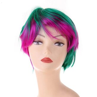 Карнавал парик зелено-фиолетовый короткая стрижка 730843