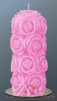 свеча пенек в розах розовый 70x160