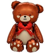 К ФИГУРА AIR Мишка коричневый бант красн 28"/ 71 СМ