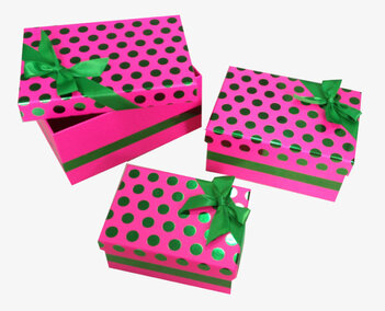 Набор коробок 3 в 1 &quot;Наслаждайся&quot; Розовый / прямоугольник (22*11;19*9;16*7см) 2440