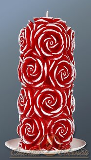 свеча пенек в розах бордо 70x160