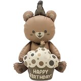 К Шар 3D (23''/58 см) Фигура, Мишка с капкейком, Бежевый, Сатин