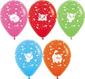 S 12&amp;quot; Кошки, Ассорти, пастель, 5 ст, 50 шт 107653