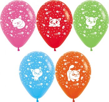 S 12" Кошки, Ассорти, пастель, 5 ст, 50 шт 107653